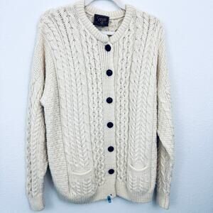 Carraig Donn Womens Made In Ireland Cardigan Sweater Size L 100% Pure New Wool